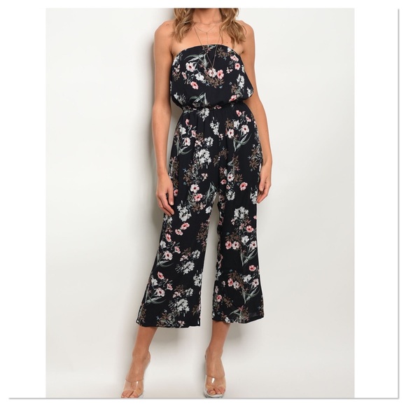 1 DAY SALE! LAST ONE! Navy Floral Jumpsuit - Picture 2 of 3